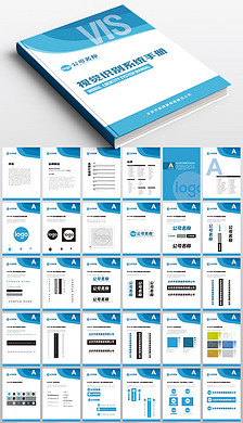 全套蓝色商务企业品牌VI手册毕业设计vi模板