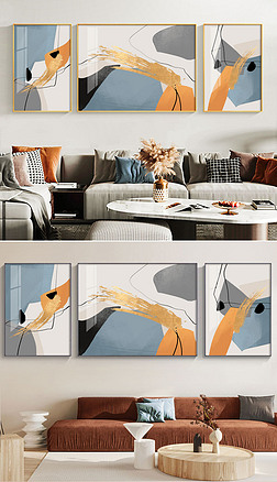 现代简约抽象油画创意艺术客厅装饰画2