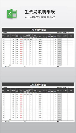 工資發放明細表