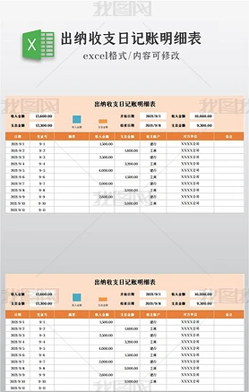 出纳收支日记账明细表