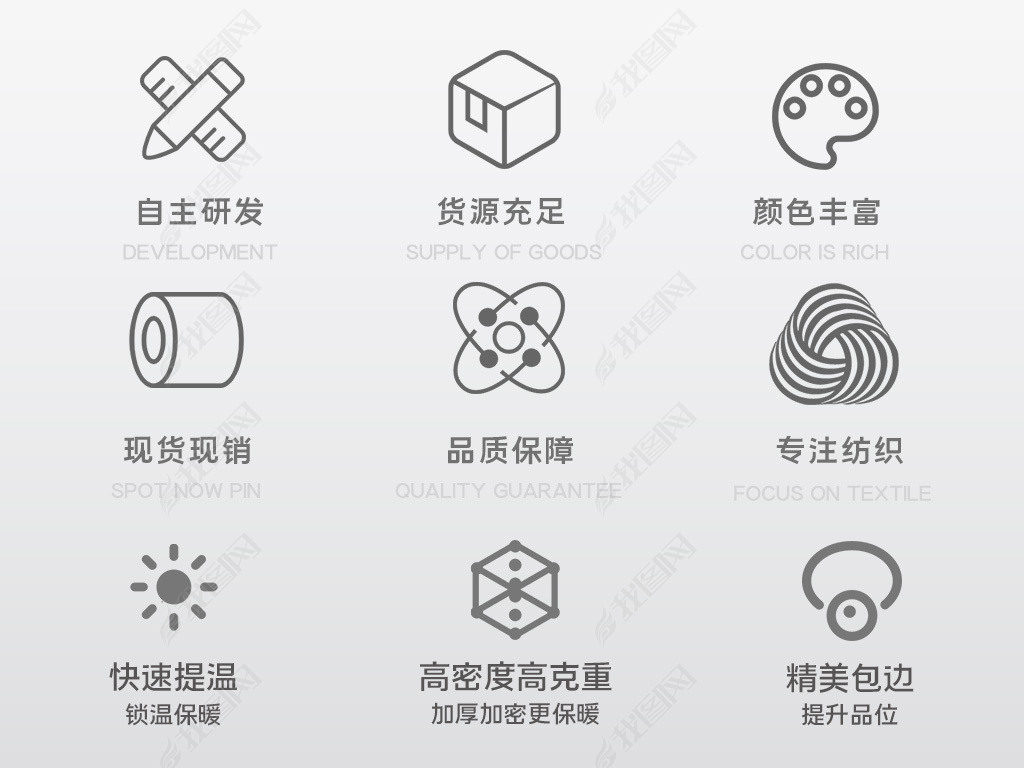 原创电商面料功能性图标服装纺织面料图标
