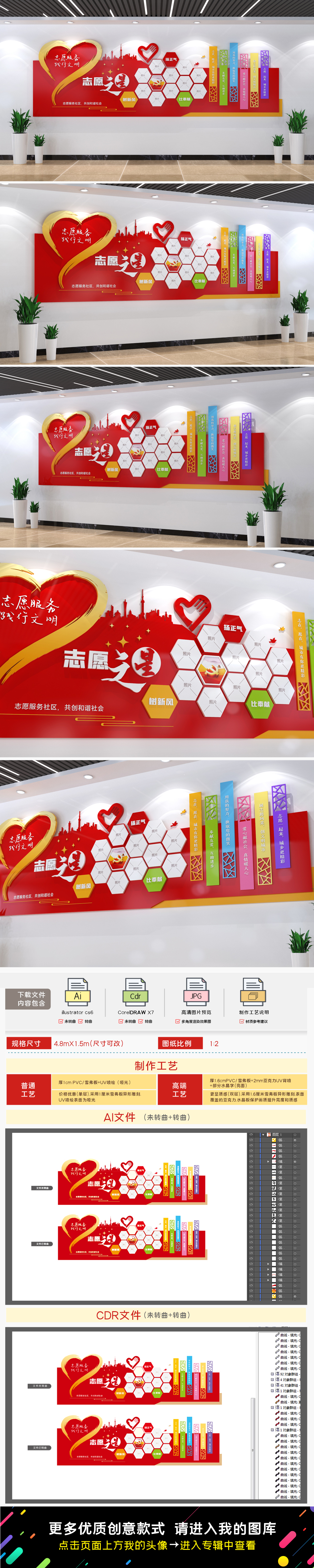 志愿者风采文化墙新时代文明实践站志愿者照片墙