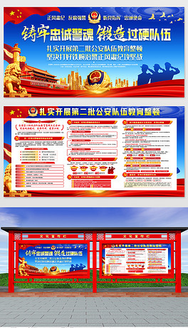 开展全国第二批公安队伍教育整顿宣传展板宣传栏