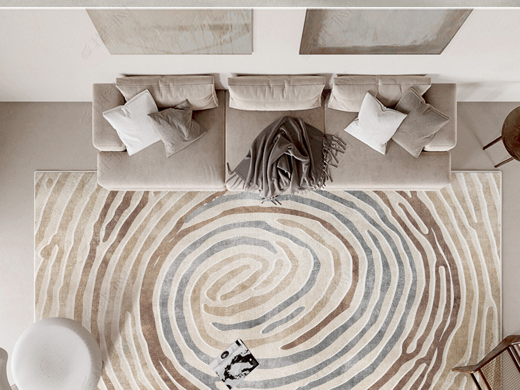 北欧轻奢侘寂风抽象线条几何客厅地毯床边毯地垫