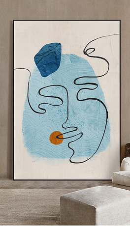 轻奢抽象肌理人物线条艺术玄关客厅装饰画3