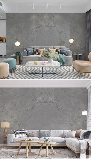 鱼肚灰大理石纹岩板背景墙