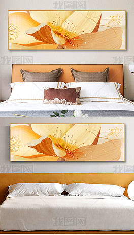 轻奢现代时尚手绘抽象油画花语客厅床头装饰画4