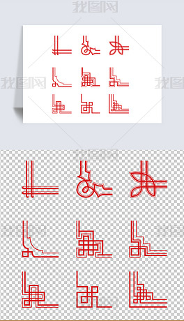 矢量中国传统元素边框创意花纹素材免扣元素