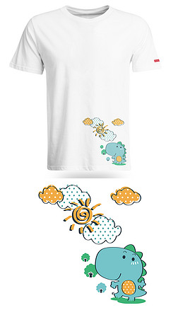 可爱卡通小恐龙t恤服装印花