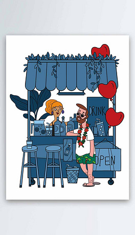 小酒吧卡通手绘骄傲月同性恋者插画卡通手绘骄傲月同志日插画手绘卡通