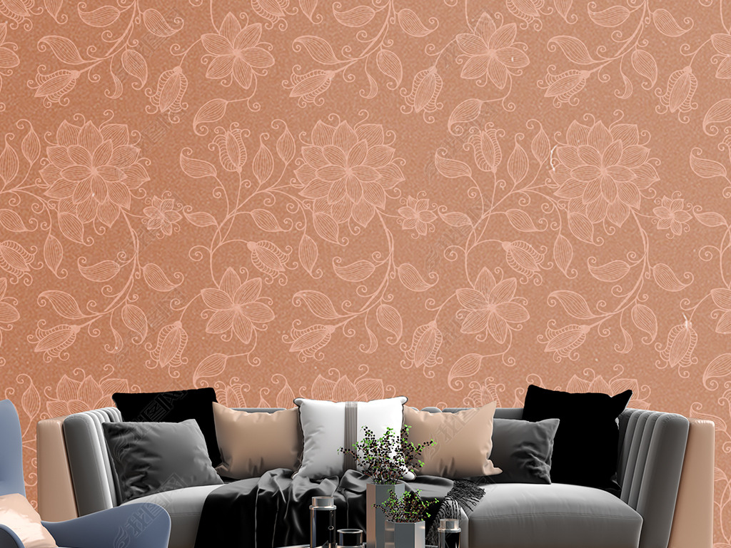高清室内客厅背景墙壁纸墙纸效果图场景样机70下载-编号25863123-生活