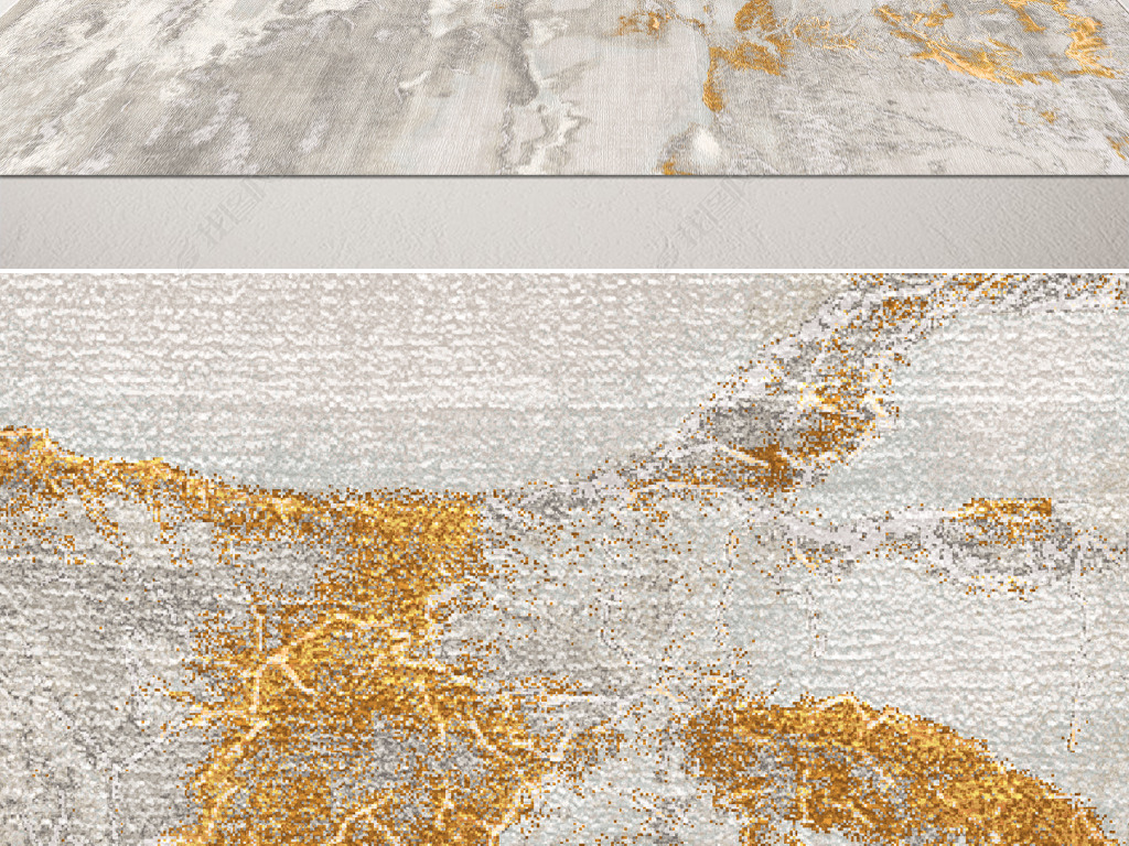 现代抽象金色山脉艺术地毯地垫图案设计