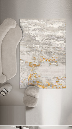 现代抽象金色山脉艺术地毯地垫图案设计