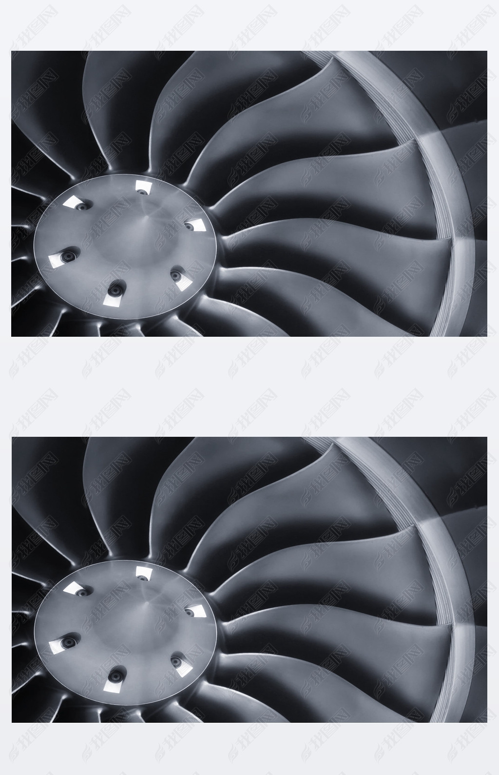 This close up image of a business aircraft jet engine inlet fan makes a great business trel or aer