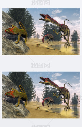 Compsognathus dinosaurs - 3D render
