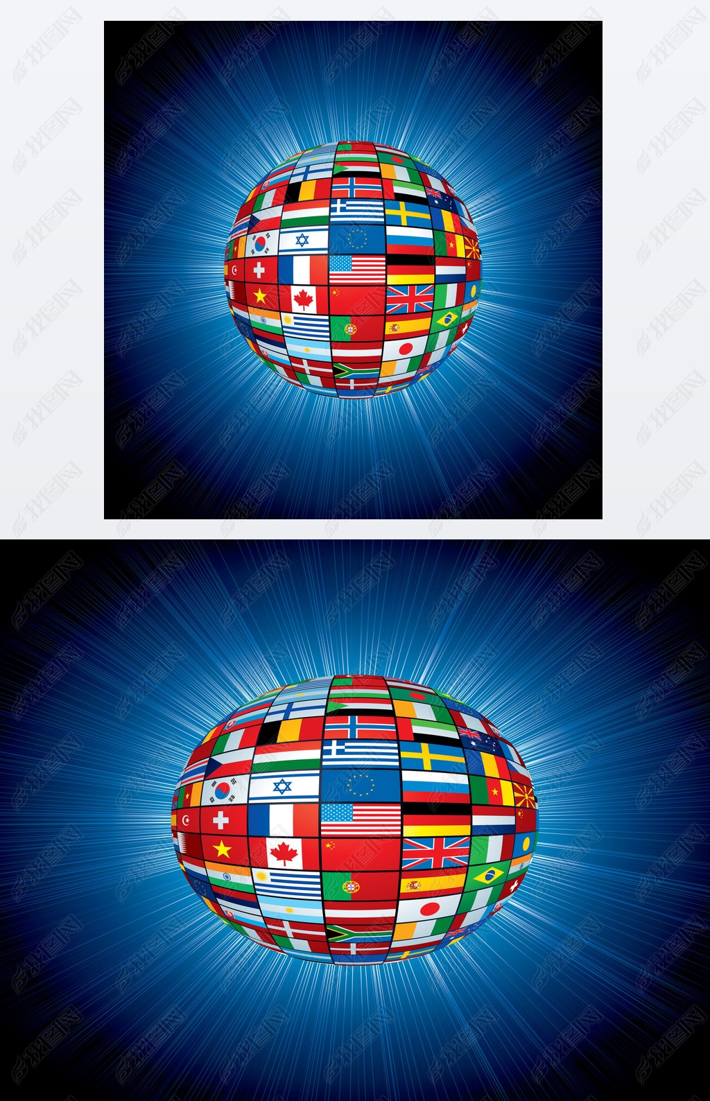 Flags Globe on Abstract Background