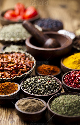 Spices on bowls