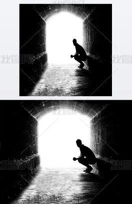 原创在背光人体坐剪影