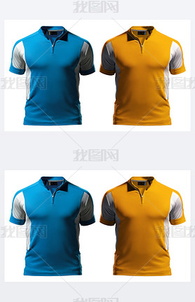 Blank polo t-shirt design template (front) with zipper