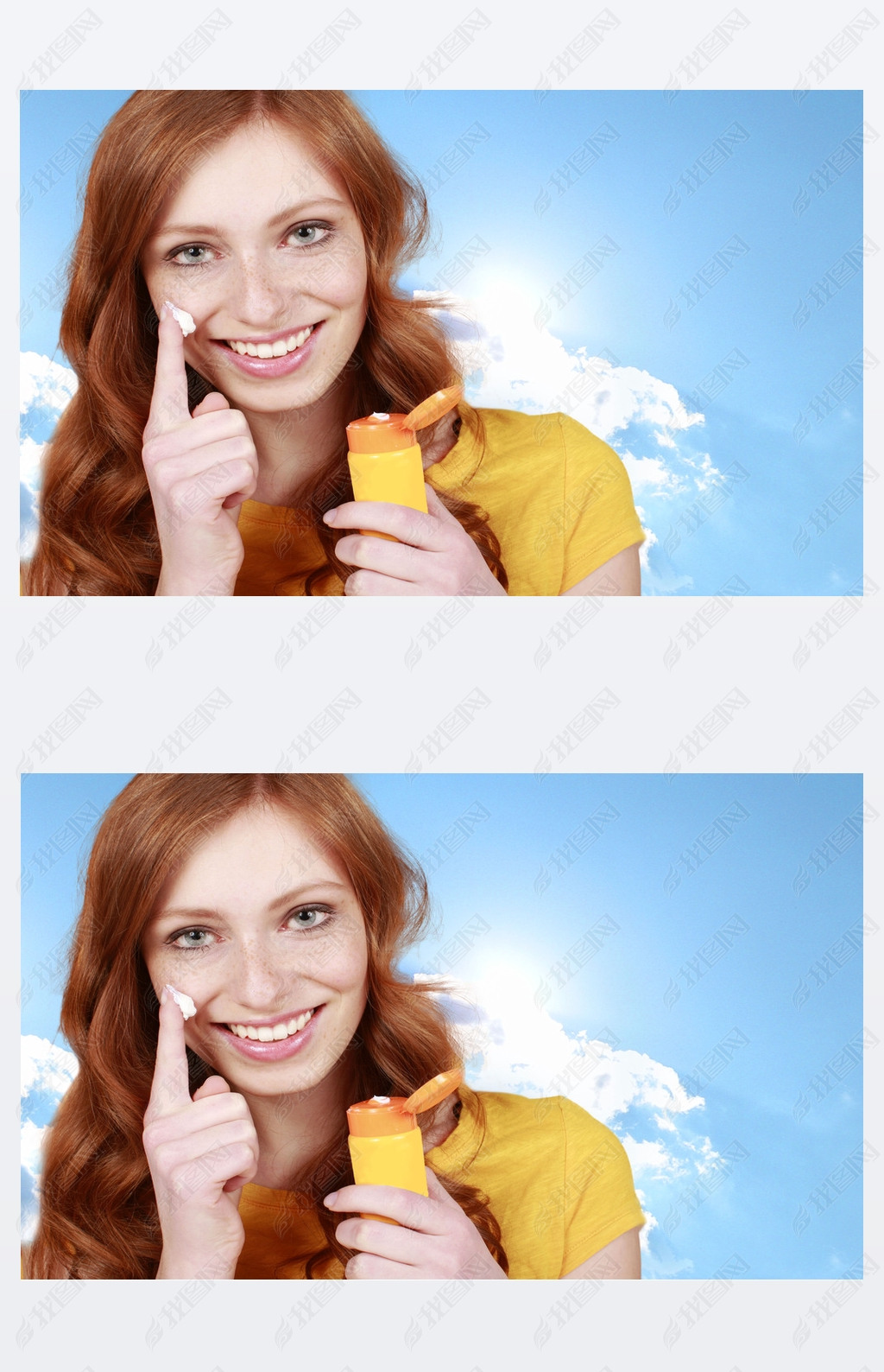 Young girl with sunscreen