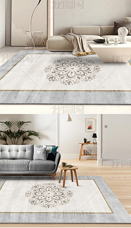 现代简约北欧轻奢抽象花朵创意地毯地垫图案设计