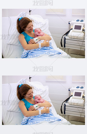 Young mother giving birth to a baby