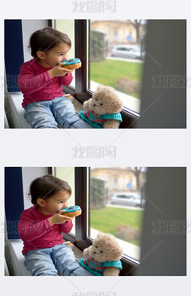 little girl eating donuts