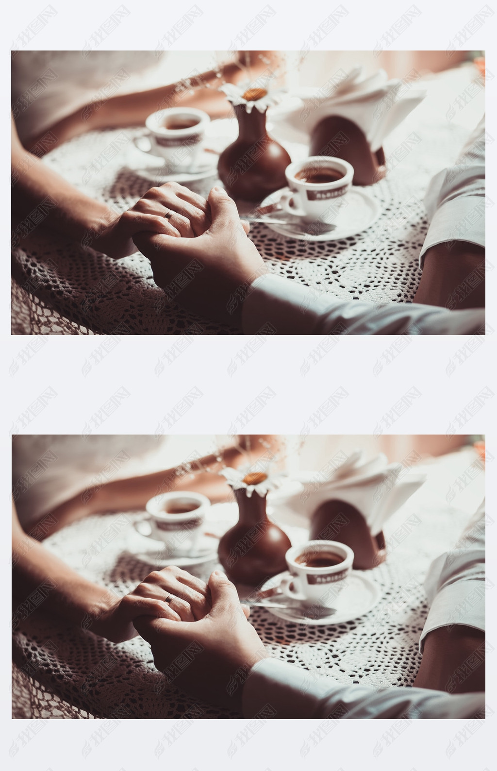 白之恋人爱喝咖啡在咖啡厅持有对方是手