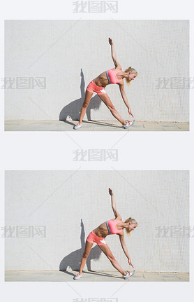 Sportswoman doing physical exercise outdoors