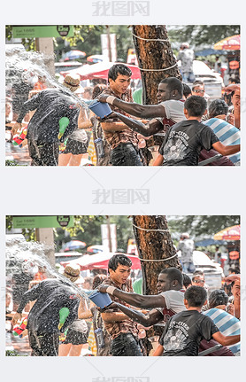 PATTAYA, THAILAND - APRIL 18, 2013: People throw water on new year's day in Thailand.