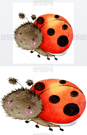 Cartoon insect ladybug watercolor illustration. isolated on white background.