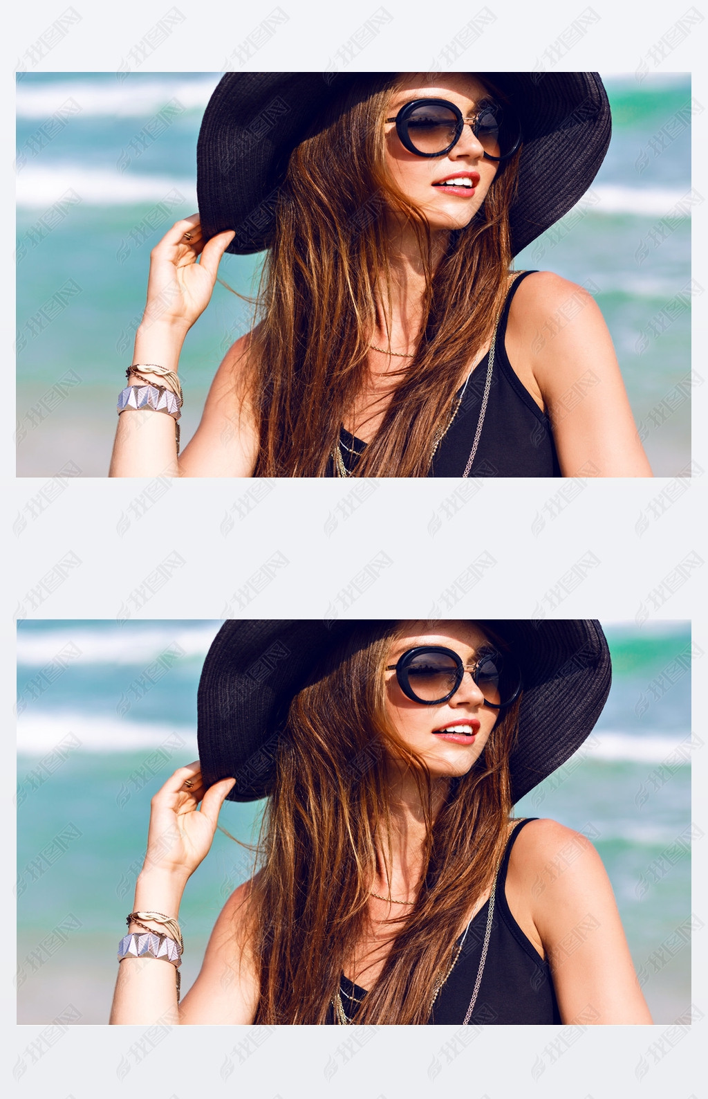 woman wearing vintage sunglasses and hat