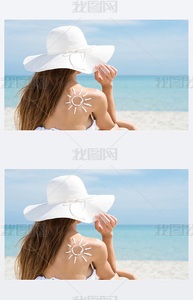 Sun Drawn With Suntan Lotion Woman's Shoulder