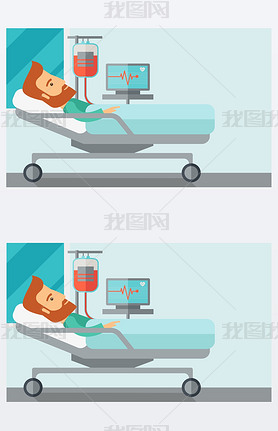 Patient in hospital bed being monitored