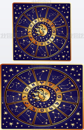 Ƶʮ־ constellations.horoscope circle.retro