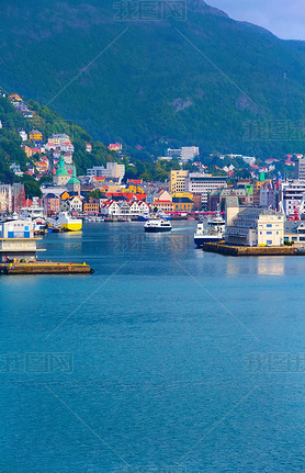 Bergen, Norway City view with port