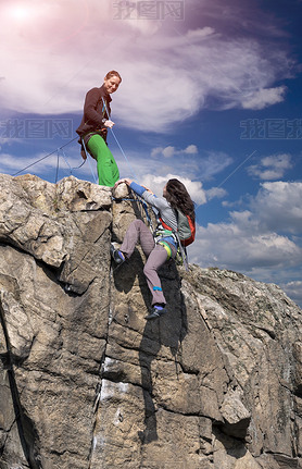 Climbers teamwork