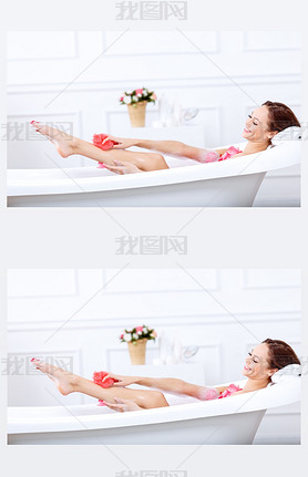 Charming girl taking a bath