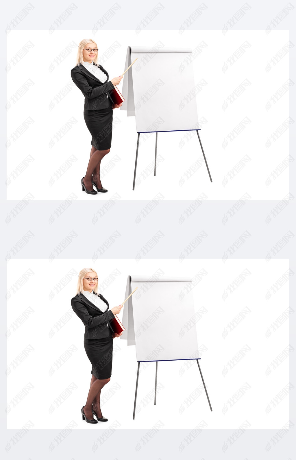 Businesswoman pointing on presentation board