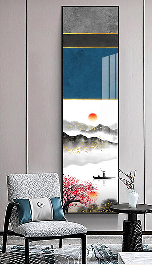 长条山水客厅壁画轻奢玄关装饰画4下载-编号25931842-轻奢山水-我图网