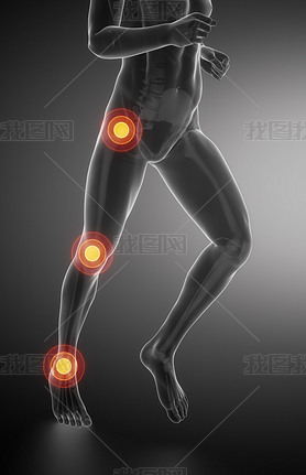 Running man with leg scan in black