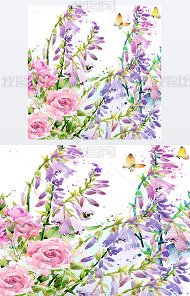 Watercolor garden flower. Watercolor rose illustration. Watercolor flower background. Nature backgro