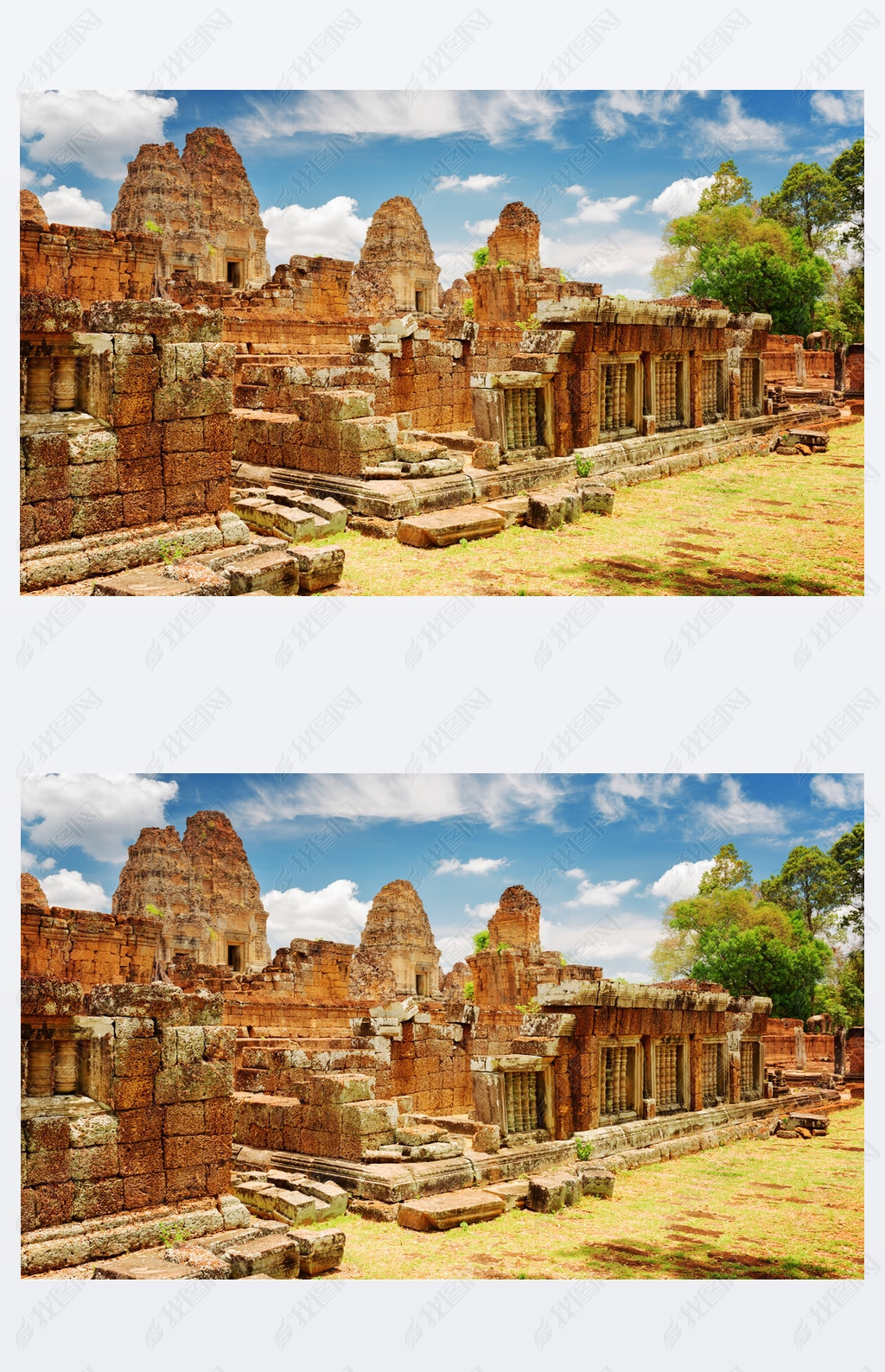 Mysterious ruins of ancient East Mebon temple, Angkor, Cambodia