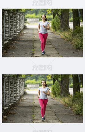 young woman doing morning jog