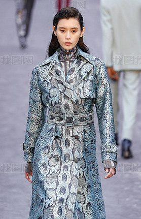 MILAN, ITALY - FEBRUARY 23: A model walks the runway at the Roberto Calli show at Milan Fashion We