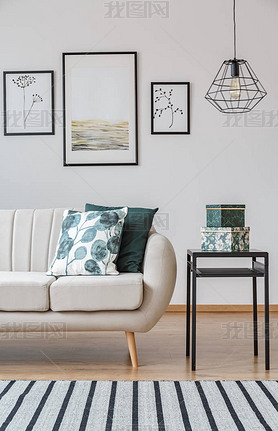 Elegant white and beige living room