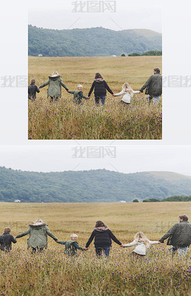 happy Family together in field