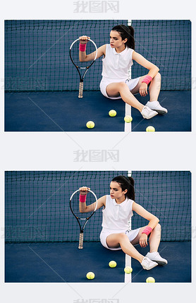 Girl on tennis court