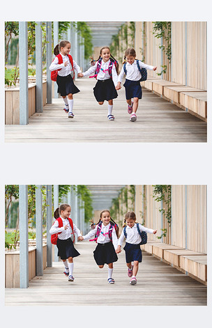 原创快乐的孩子女孩女朋友女学生小学学校版权可商用