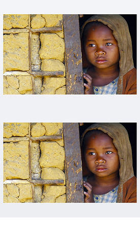 马达加斯加害羞和贫穷的非洲女孩的盖头来